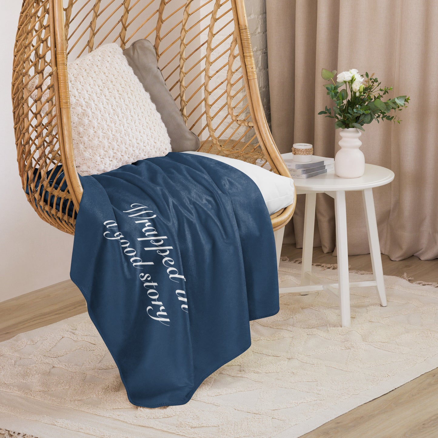 "Wrapped in a Good Story" Sherpa Blanket - Cozy Reading Throw