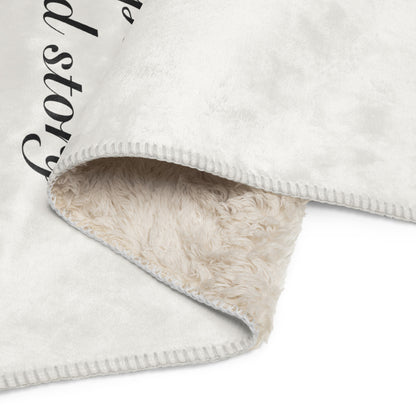 "Wrapped in a Good Story" Sherpa Blanket - Cozy Reading Throw